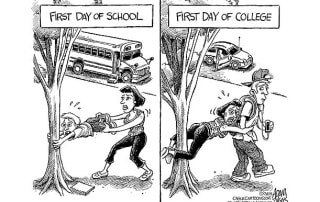 first day of college cartoon