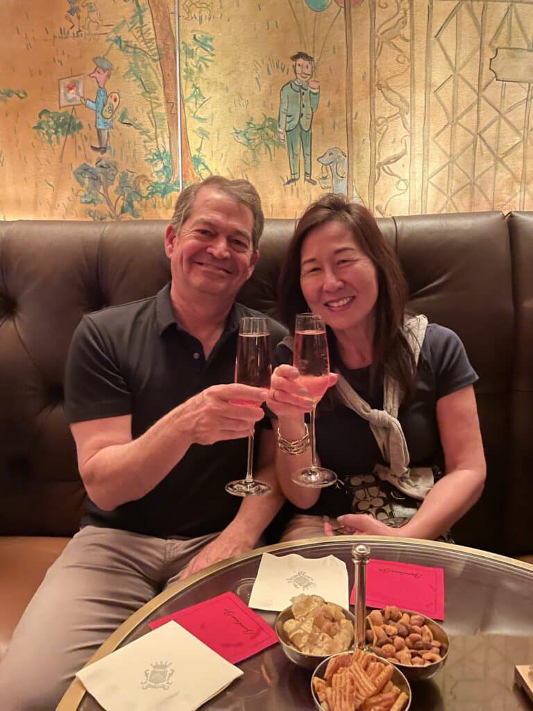 Rosa and Mark Eastman at Bemelmans Bar, celebrating her 2 book deal