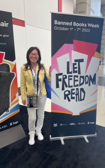 Rosa Easton with Let Freedom Read banner