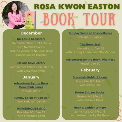 Book tour dates for White Mulberry by Rosa Kwon Easton