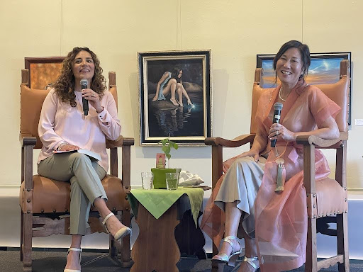 Rosa with Moderator at Malaga Cove Library event