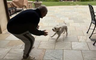 Rosa's dad with Joey the dog.