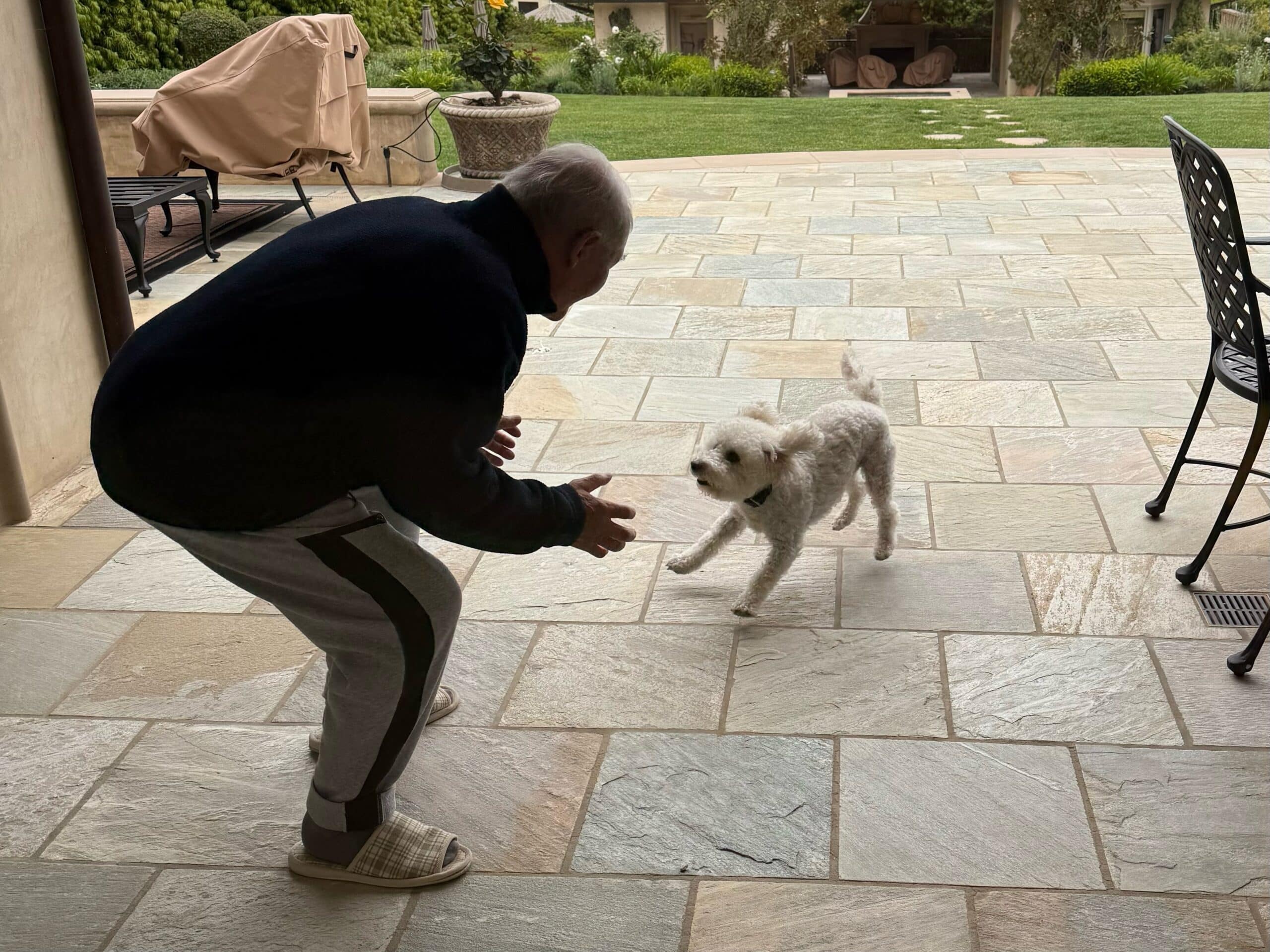 Rosa's dad with Joey the dog.