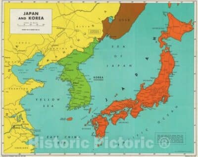 Map of Japan and Korea from Historic Pictoric